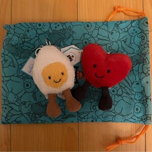 BUNDLE Jellycat Amuseables Boiled Egg & Heart Bag Charms